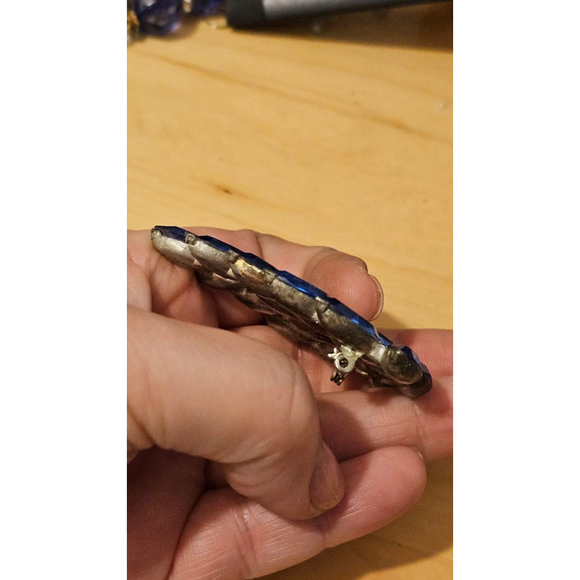 Vintage unsigned royal blue navette brooch - Picture 3 of 9